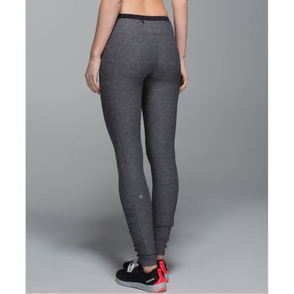 Lululemon Women's Speed Tight III Heathered Black Ruched Mid-Rise Leggings Sz 6 - Picture 6 of 13